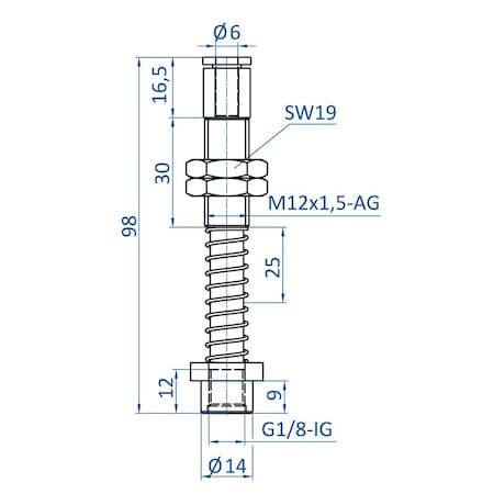 Fipa Spring leveler, travel = 25 mm, G1/8-female 50.021